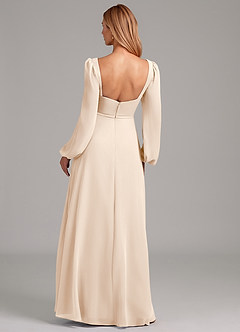 Azazie Simone Bridesmaid Dresses White Alabaster A-Line Long Sleeve Chiffon Dress image2