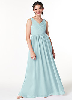Azazie Sawyer Junior Sea Glass A-Line Pleated Chiffon Dress image3