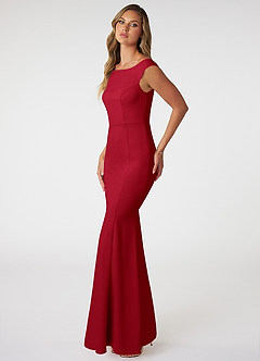 Azazie Nicolina Bridesmaid Dresses Scarlet Mermaid Square Neckline Stretch Crepe Dress image3