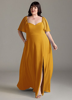Azazie Chloe Bridesmaid Dresses Butterscotch A-Line Sweetheart Neckline Chiffon Dress image7
