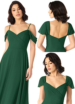 Azazie Tancie Vestidos de damas de honor Vestido de Verde Oscuro de Gasa de Corte en A Convertible con Vestidos sin tirantes image6