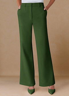 front Marina Oliva Pantalones rectos de tejido refinado