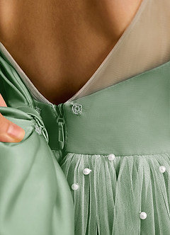 Azazie Trudy Flower Girl Dresses Matcha Ball-Gown Sweetheart Neckline Tulle Dress image8