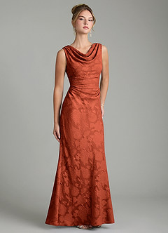 Azazie Kieryn Bridesmaid Dresses Auburn Mermaid Pleated Floral Burnout Dress image10
