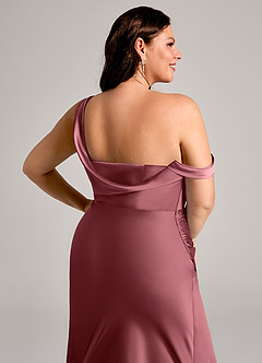 Azazie Madelyn Bridesmaid Dresses Desert Rose Mermaid One Shoulder Stretch Satin Convertible Dress image14