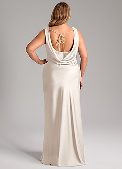 Azazie Rylina Bridesmaid Dresses White Alabaster Mermaid Stretch Satin Dress image8