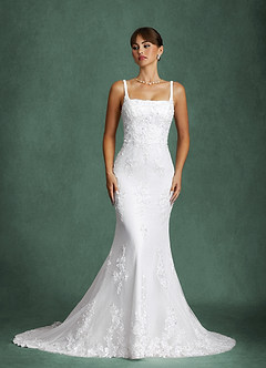 Azazie Harlow Wedding Dresses Diamond White Mermaid Lace Dress image5