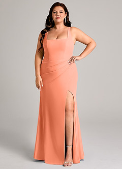 Azazie Mero Bridesmaid Dresses Sunset Sheath Pleated Chiffon Dress image9