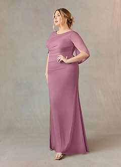 Azazie Belladonna Mother of the Bride Dresses Vintage Mauve Mermaid Scoop Pleated Mesh Dress image8