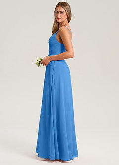Azazie Terese Bridesmaid Dresses Blue Jay A-Line Pleated Chiffon Dress image4