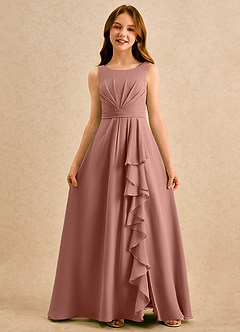 Azazie Chibi Girls Formal Abiti da Ragazza di Fiori Abito A-Line in Chiffon Plissettato Cedro Rosa image3