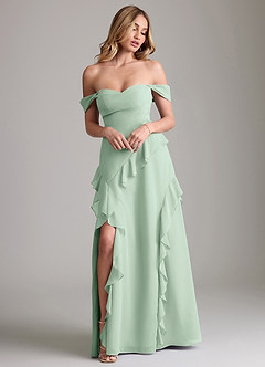 Azazie Sloane Bridesmaid Dresses Agave A-Line Sweetheart Neckline Chiffon Dress image4
