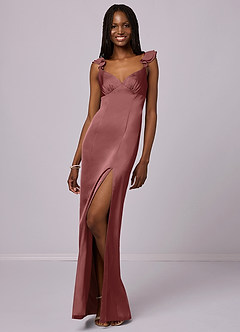 Barbie ♥ Azazie Final Sale Amethyst Sheath Stretch Satin Dress image3