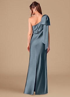 Azazie Capri Robes de demoiselle d'honneur Robe Fourreau en Satiné métallisé Ue épaule Violet Crépusculaire image4