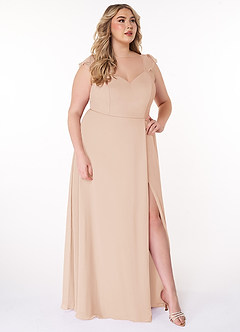 Azazie Everett Brautjungfernkleider A-Linie V-Hals Gerüscht Chiffon Kleider Englisches Rosa image4