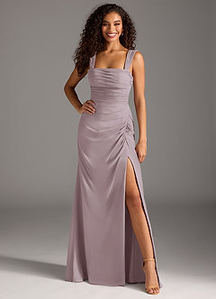 Azazie Jesaphine Bridesmaid Dresses Dusk Sheath Bow Chiffon Dress image4