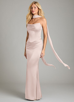 Azazie Sorrel Bridesmaid Dresses Blushing Pink Mermaid Strapless Stretch Satin Convertible Dress image1