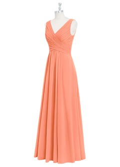 Azazie Flora Bridesmaid Dresses Sunset A-Line Pleated Chiffon Dress image9