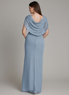 Azazie Hadley Bridesmaid Dresses Dusty Blue Mermaid Pleated Chiffon Dress image10