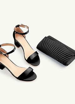 front Conjunto de sandálias envelope de cetim metálico combinando