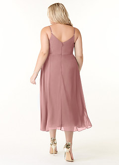 Azazie Clarissa Bridesmaid Dresses Dusty Rose A-Line V-Neck Chiffon Dress image8