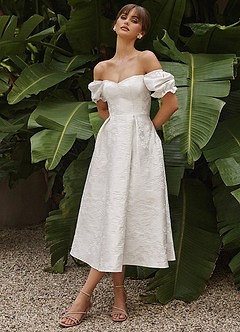 Charly Ivory Pearl Midi Dress | Azazie CA