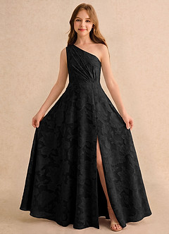 Azazie Pudles Girls Formal Flower Girl Klänningar Klänning A-linje i Blommig Utbrändhet One-shoulder image3