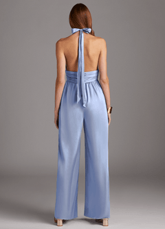 Azazie Oli Bridesmaid Dresses Ice Pleated Stretch Satin Jumpsuit image2