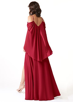 Azazie Cienna Jurken voor bruidsmeisjes Jurk van Chiffon met A-Lijn Off the Shoulder Scharlaken image5