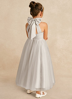Azazie Bev Blumenmädchenkleider A-Linie Cabrio Tüll Kleid Frost image6