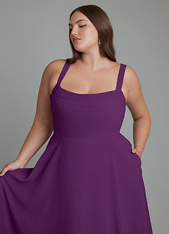 Azazie Shaude Bridesmaid Dresses Grape A-Line Pleated Chiffon Dress image11