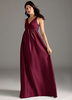 Azazie Yetta Brautjungfernkleider für Schwangere A-Linie Plissee Stretch-Satin Bodenlänge Kleid image6