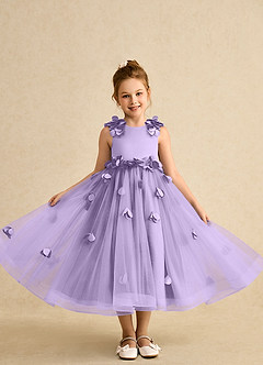 Azazie Atta Flower Girl Dresses Lilac A-Line One Shoulder Tulle Dress image4
