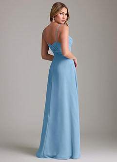 Azazie Terese Bridesmaid Dresses Steel Blue A-Line Pleated Chiffon Dress image2