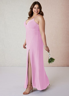 Azazie Becca Abiti da Damigella Abito Tubino in Chiffon con Scollo a V Rosa Confetto image9
