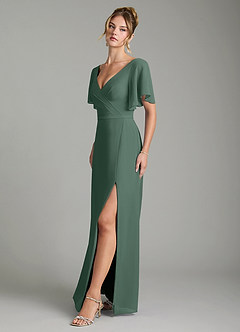 Azazie Ambrosia Bridesmaid Dresses Sea Moss A-Line Pleated Chiffon Dress image4