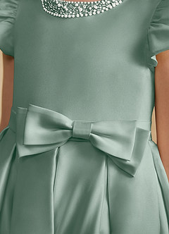 Azazie Pearl Blumenmädchenkleider Ballkleid Plissee Matte Satin Kleid Silberner Salbei image7