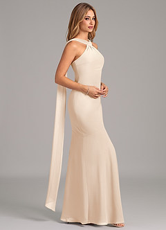 Azazie Kinsley Bridesmaid Dresses White Alabaster Mermaid Pleated Chiffon Dress image6
