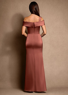 Azazie Altonia Mother of the Bride Dresses Auburn Mermaid Off the Shoulder Stretch Satin Dress image3