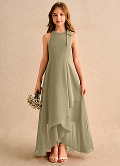 Azazie Boop Girls Formal Abiti da Ragazza di Fiori Abito A-Line in Chiffon Fiocco Verde Muschio image1