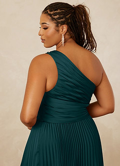 Christian Siriano Bridal for Azazie 1008 Bridesmaid Dresses Pine A-Line One Shoulder Stretch Satin Dress image15