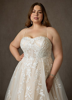 Azazie Keri Bröllopsklänningar Klä av Balklänning i Spets Axelbandslös Diamant Vit Champagne image18