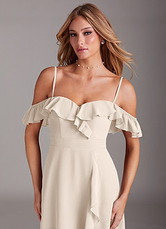 Azazie Lyra Bridesmaid Dresses White Alabaster A-Line Chiffon Convertible Dress image9