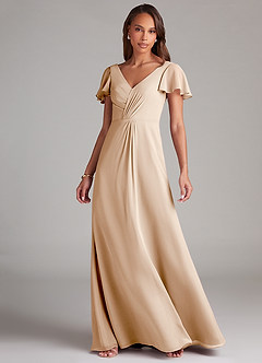 Azazie Soren Bridesmaid Dresses White Alabaster A-Line Ruched Chiffon Dress image3