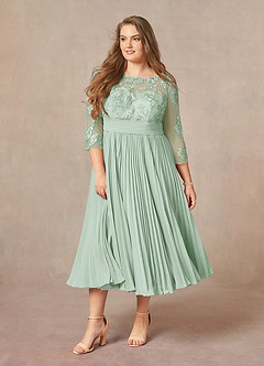 Azazie Tutu Mother of the Bride Dresses Agave A-Line Boatneck Lace Chiffon Dress image9
