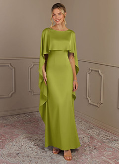 Azazie Eli Mère de la mariée Robes Robe Fourreau en Satin extensible Col de bateau Citronnelle image1