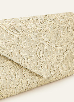 front Lace Embroidered Envelope Clutch Bag