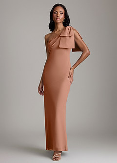 Azazie Yuanna Bridesmaid Dresses Bronzer Mermaid One Shoulder Chiffon Dress image1