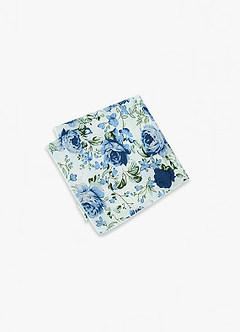 front Blue Rose Floral Pocket Square