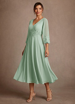 Azazie Ana Klänningar till brudens mor Klä A-Line i Chiffong Spets Agave image4